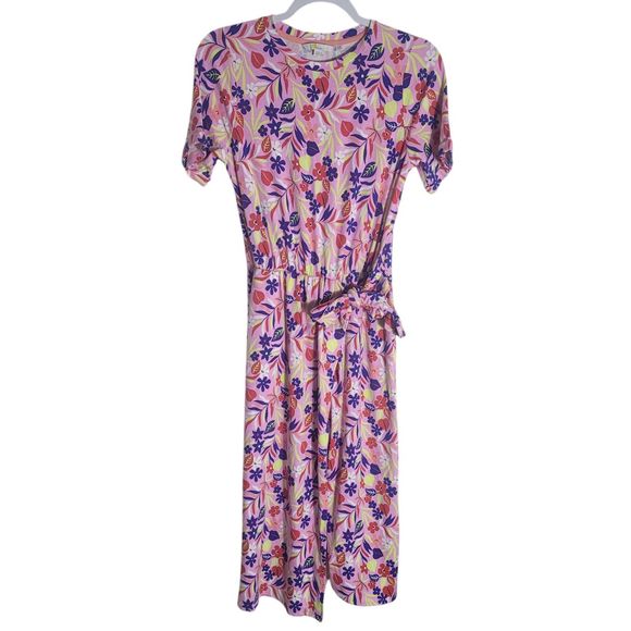 Boden Amanda Faux Wrap Midi Length Floral Dress Women's size 4 Pink Colorful - Picture 1 of 13